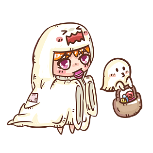 万圣节捣蛋糖果鬼怪手绘可爱卡通