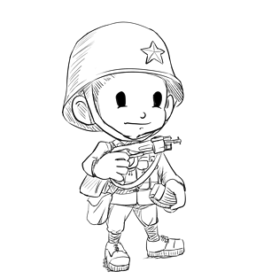 解放军军装枪支插画