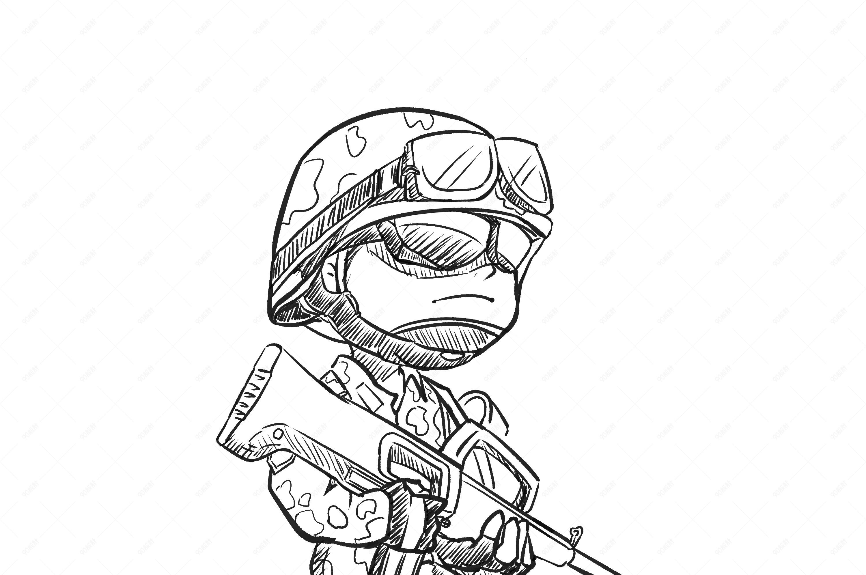 海军枪支战斗插画【免抠元素png】-90设计网