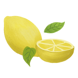 手绘水果柠檬插画pngpsd2000*2000mbe风格柠檬果汁素材图标pngpsd2000