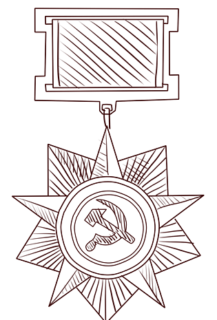 手绘线描徽章插画