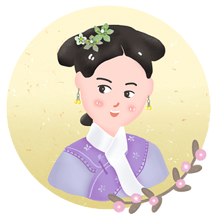 皇帝妃子pngpsd2000*2000如懿传古装风格卡通插画放风筝pngpsd2000*