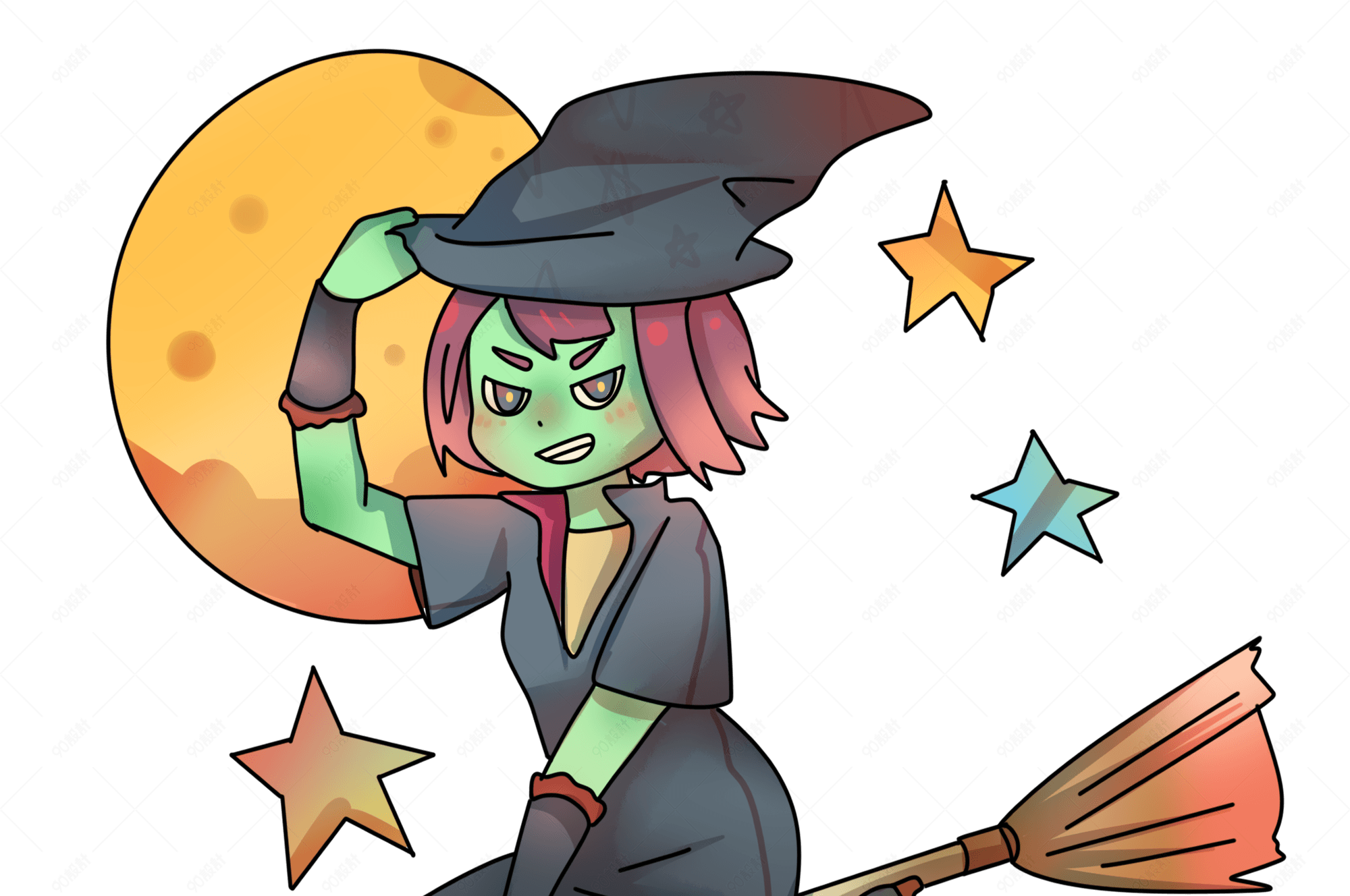 卡通巫婆万圣节装扮