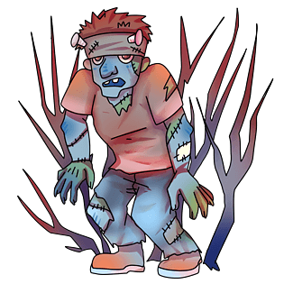 万圣节僵尸装扮卡通插画