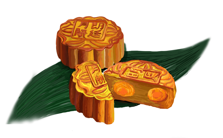 中秋节月饼主题海报插画pngpsd2000*2000中秋节月饼花好月圆月饼文案