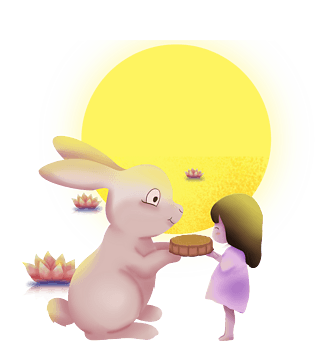 卡通中秋节赏月主题插画