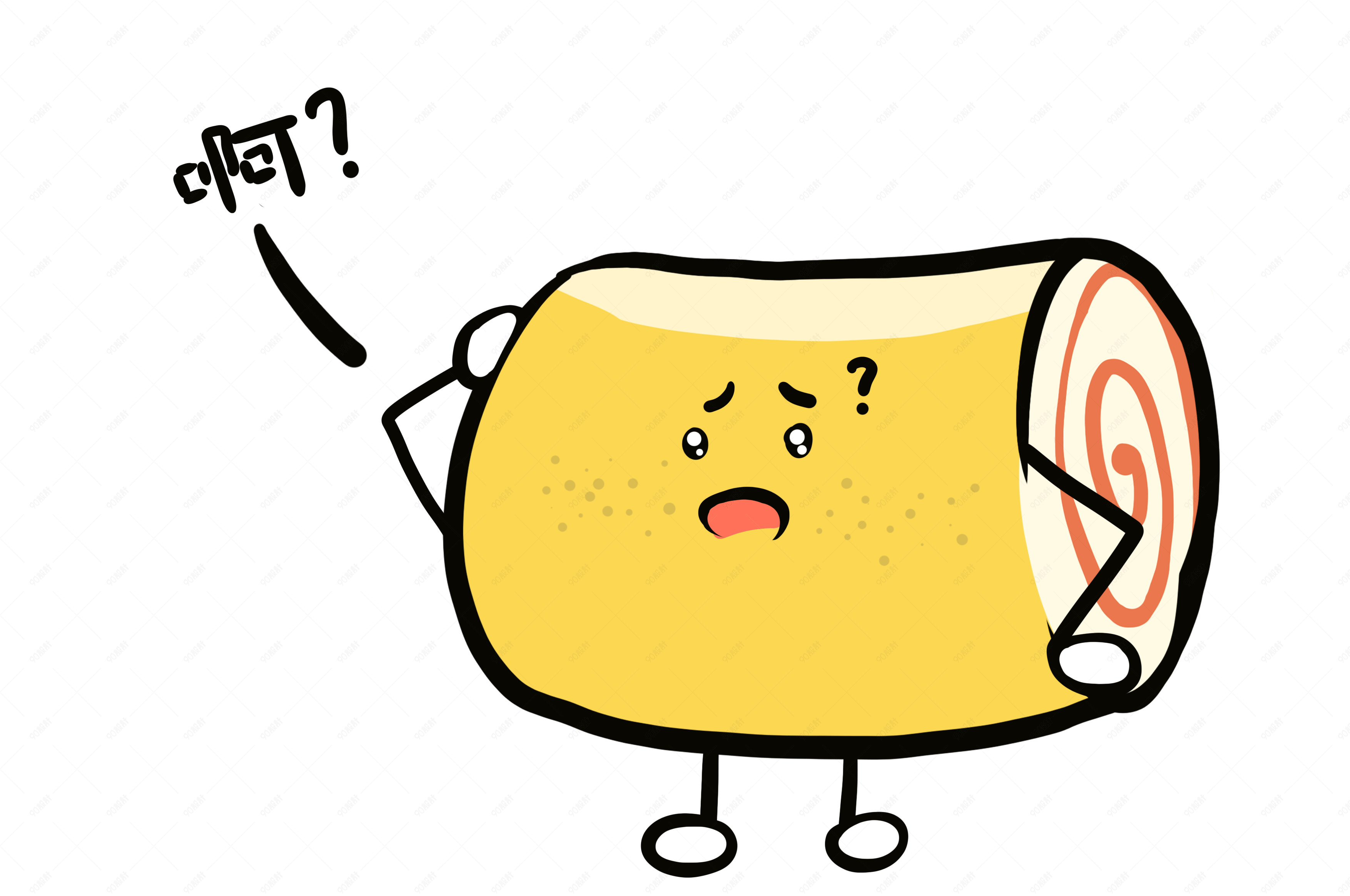 美食餐饮q版驴打滚疑问表情免抠png