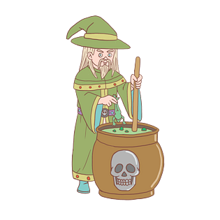 万圣节巫师手绘卡通