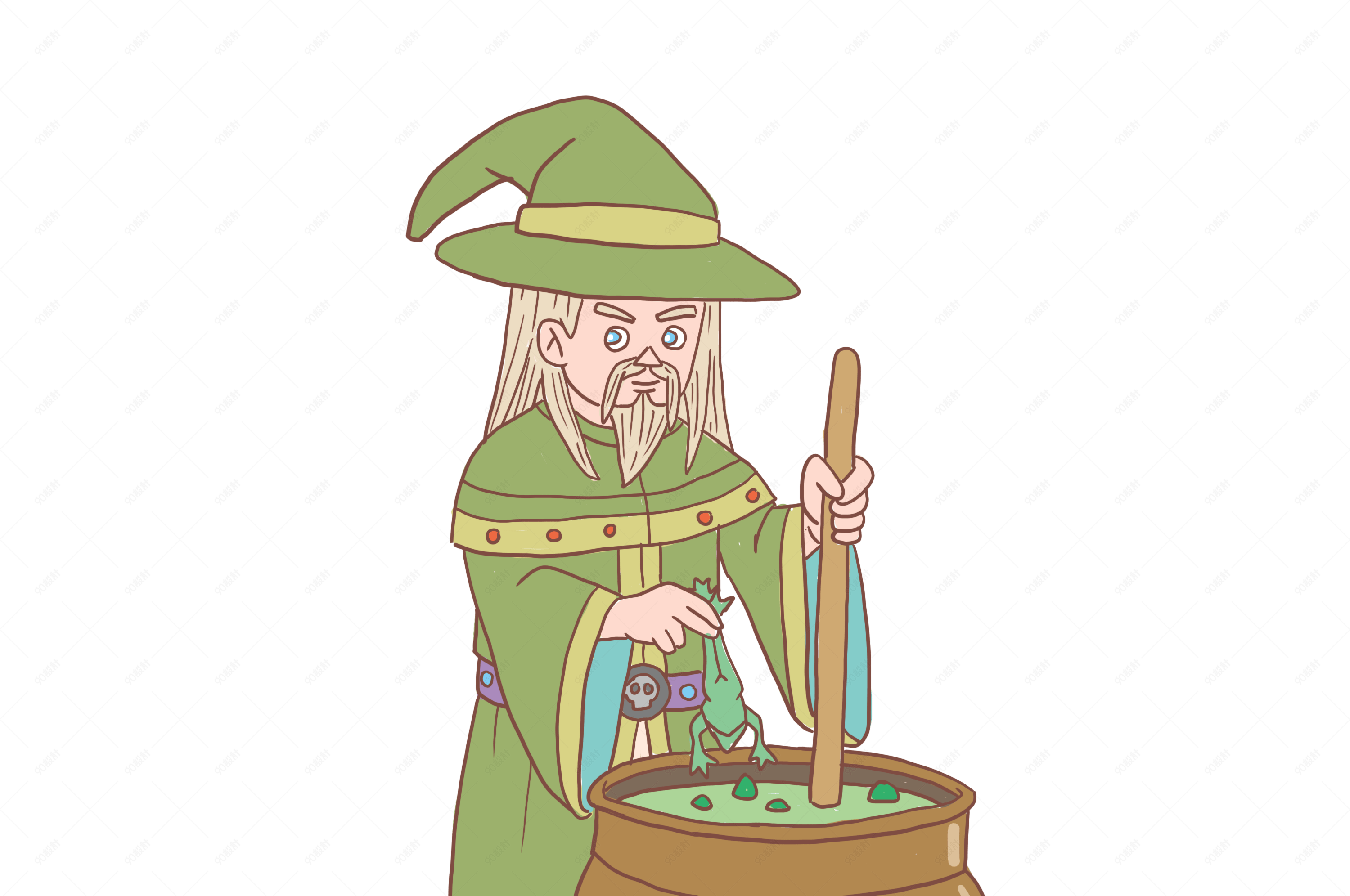 万圣节巫师手绘卡通