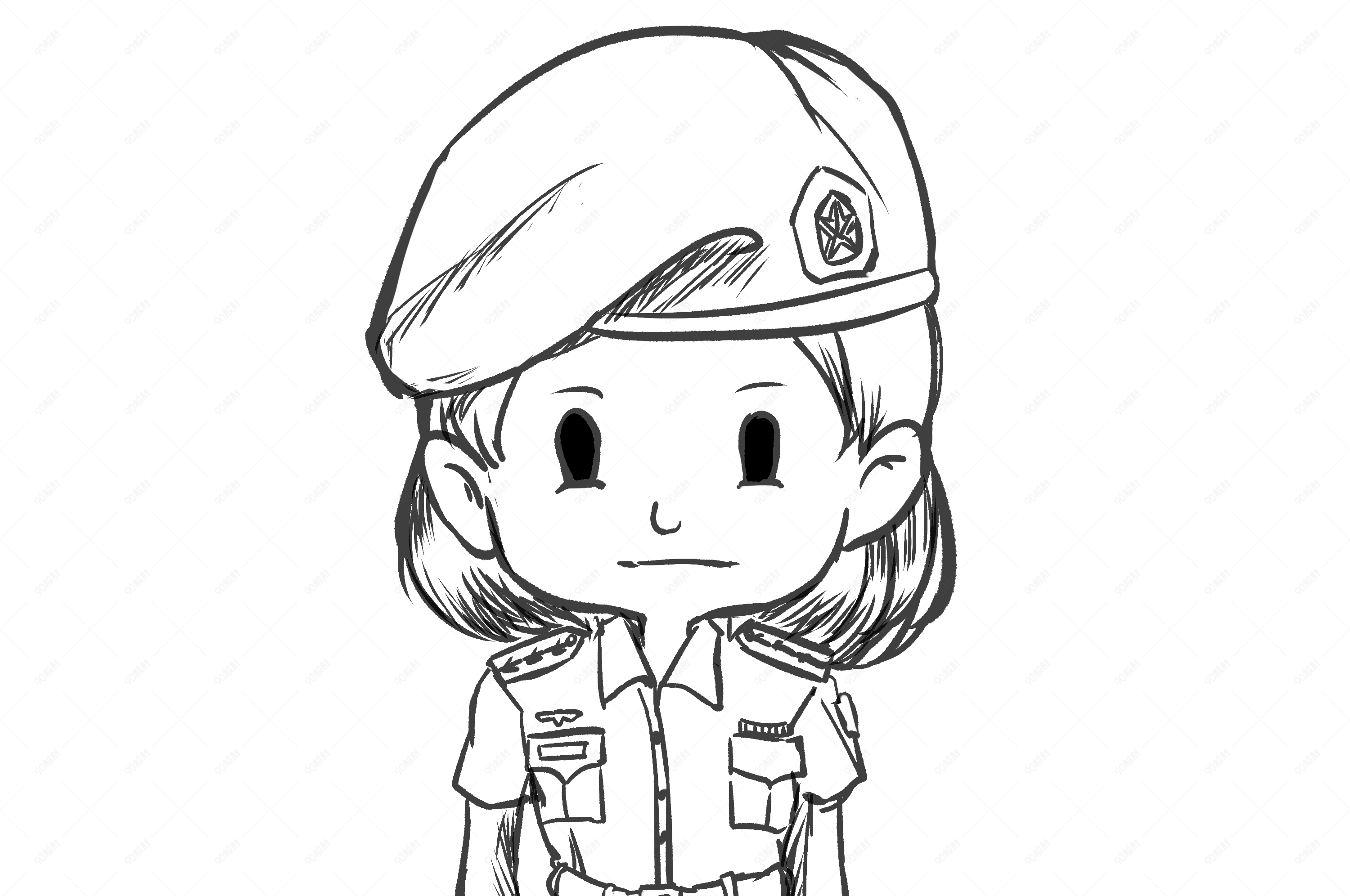 女兵火箭军军装插画