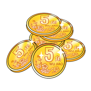 手绘金币硬币钱币插画