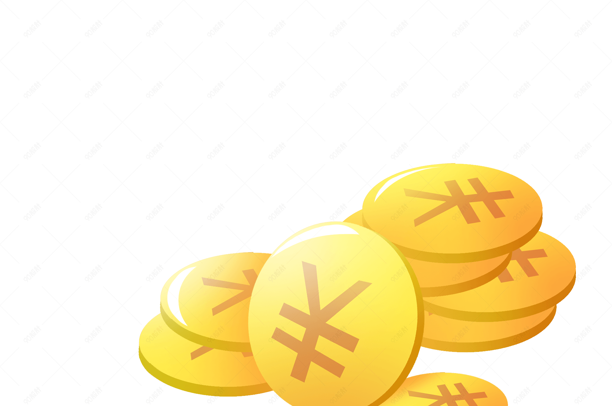 手绘金色金币钱币插画