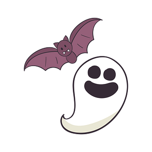 手绘万圣节幽灵蝙蝠装饰图案