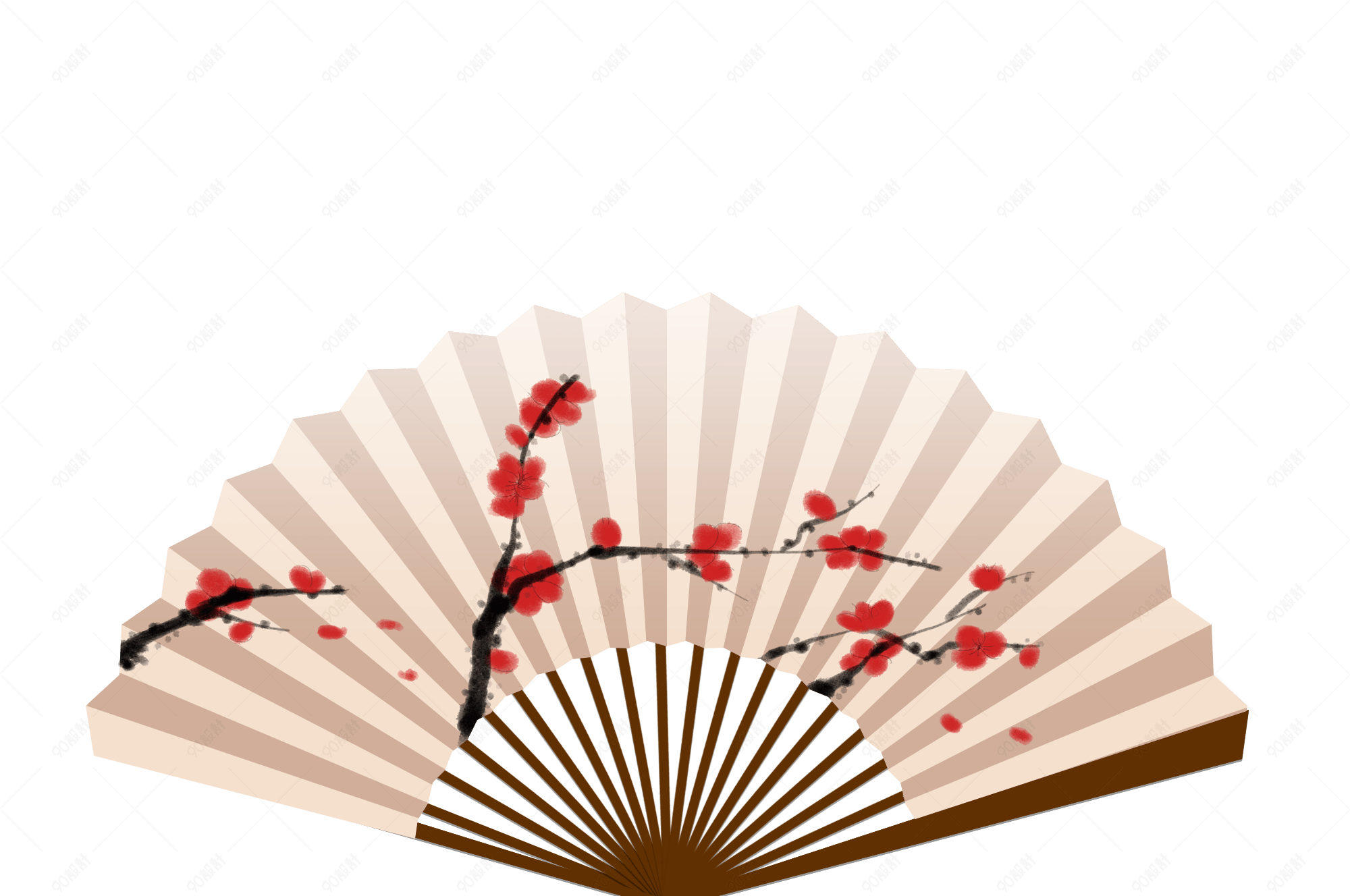 中国风水墨古风风梅花折扇