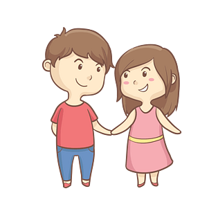 q版手绘可爱浪漫情侣约会插画