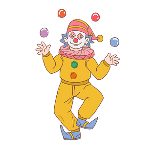 万圣节玩球小丑手绘卡通