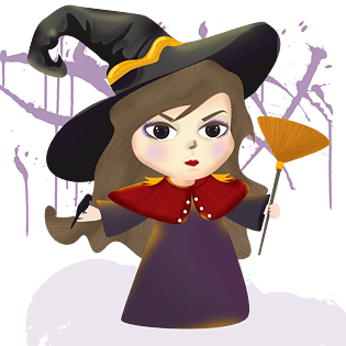 万圣节万圣夜拿扫帚的女巫