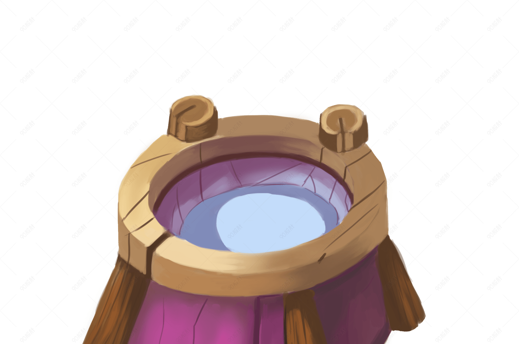 手绘彩色卡通水井png素材