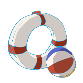 海滩游玩游泳圈插画