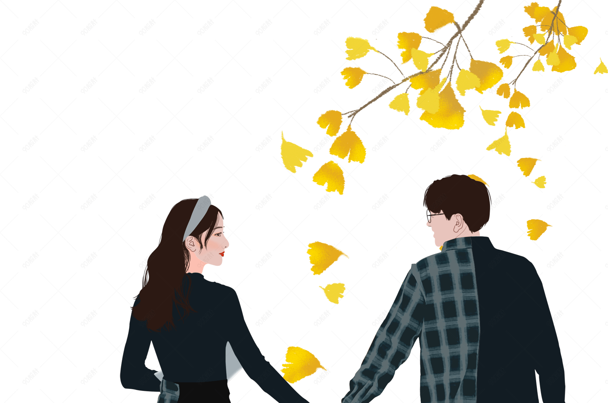 牵手穿情侣装的情侣