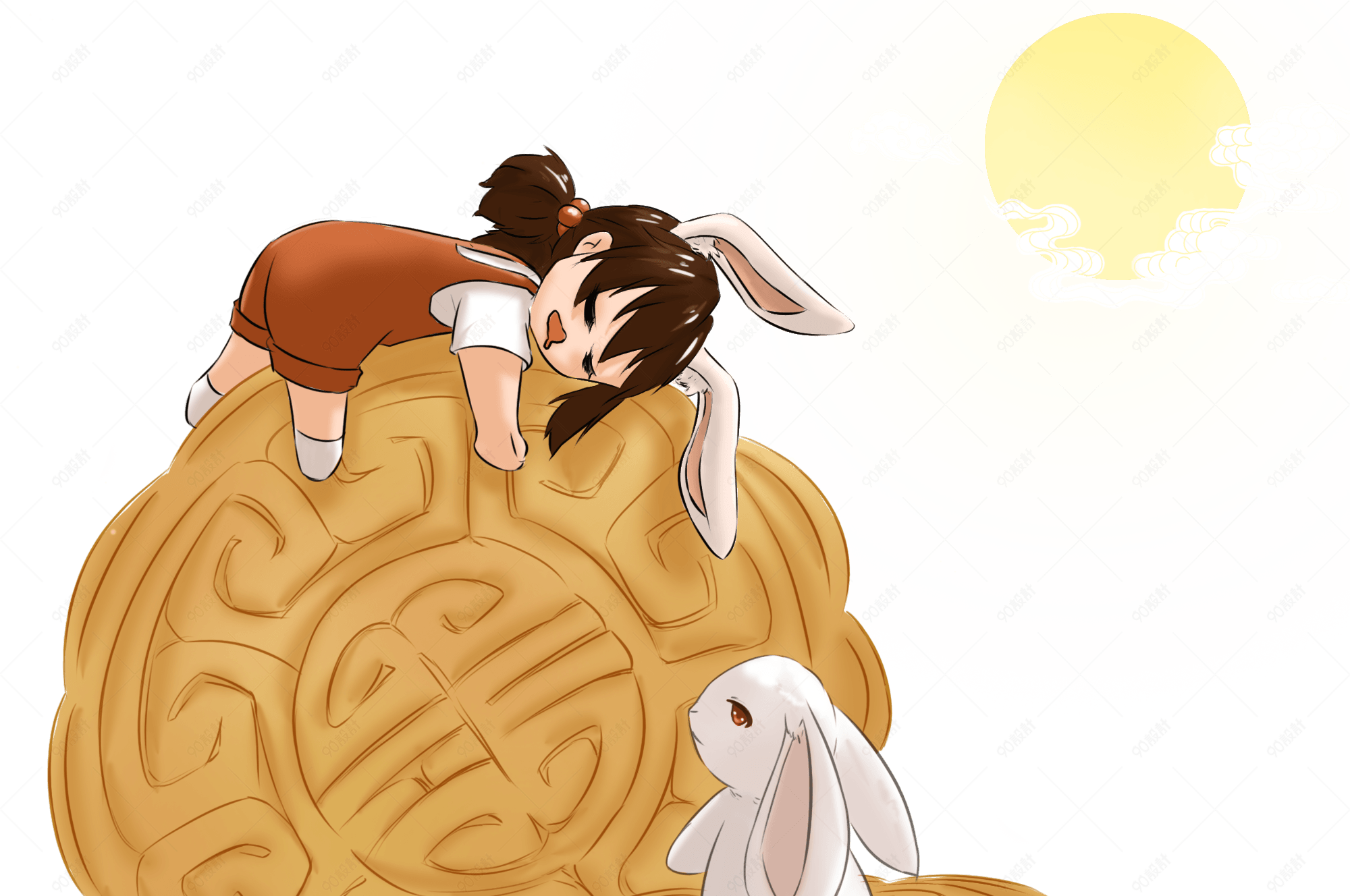 手绘卡通可爱中秋节