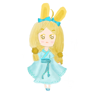 千库原创卡通手绘中秋节玉兔拟人免抠png