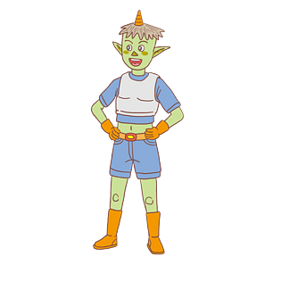 万圣节自信的小妖手绘卡通