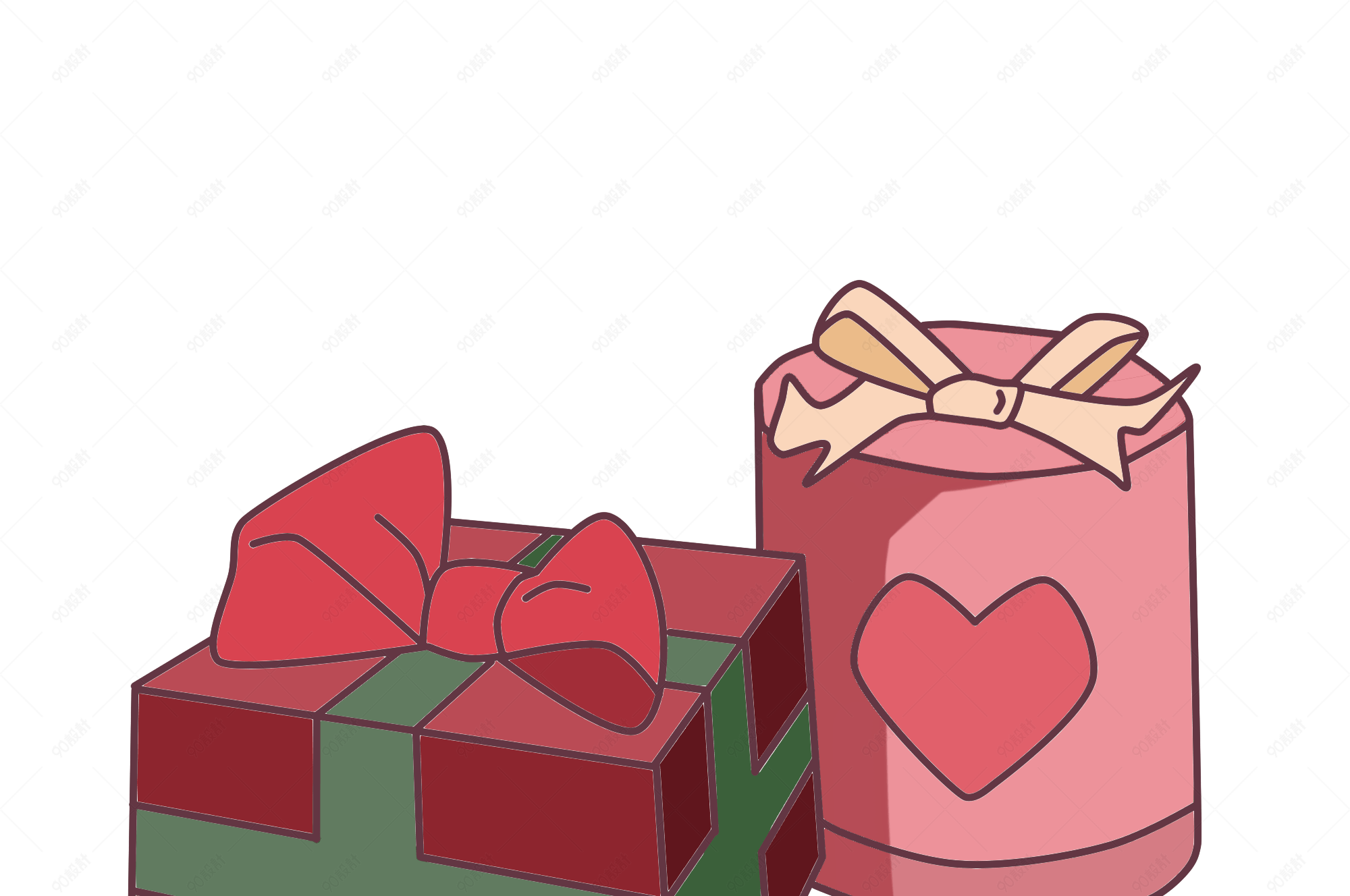 浪漫爱心礼物盒插画