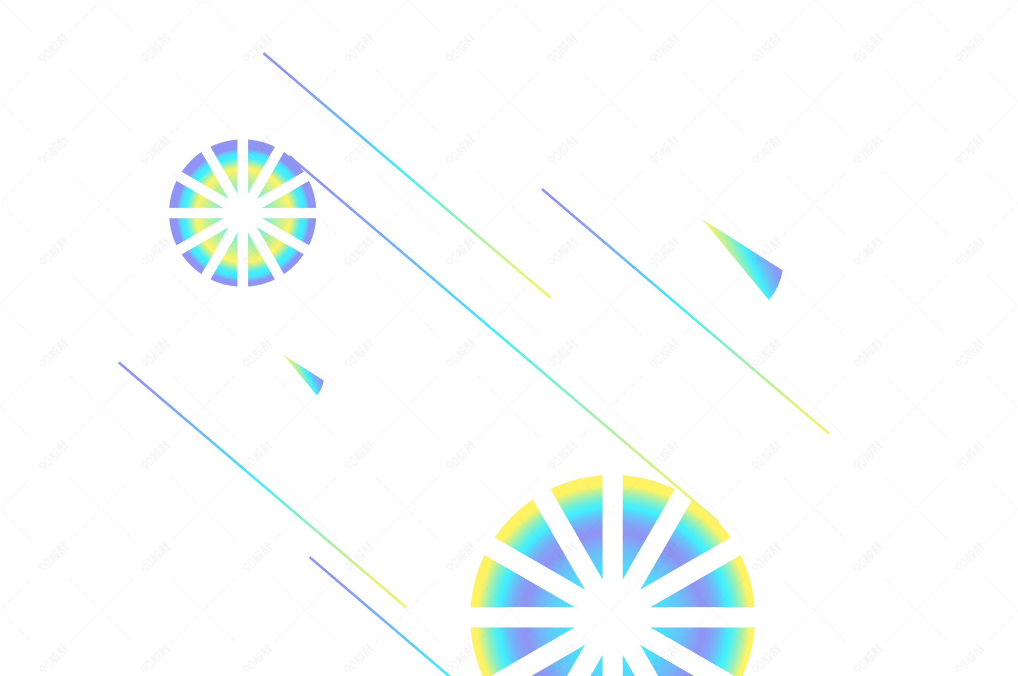 蒸汽波炫彩圆形三角形线条png【免抠元素png】-90设计网