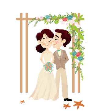 唯美婚礼主题小清新插画