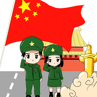 手绘卡通可爱国庆节场景