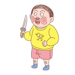 万圣节怪大叔拿小刀卡通手绘