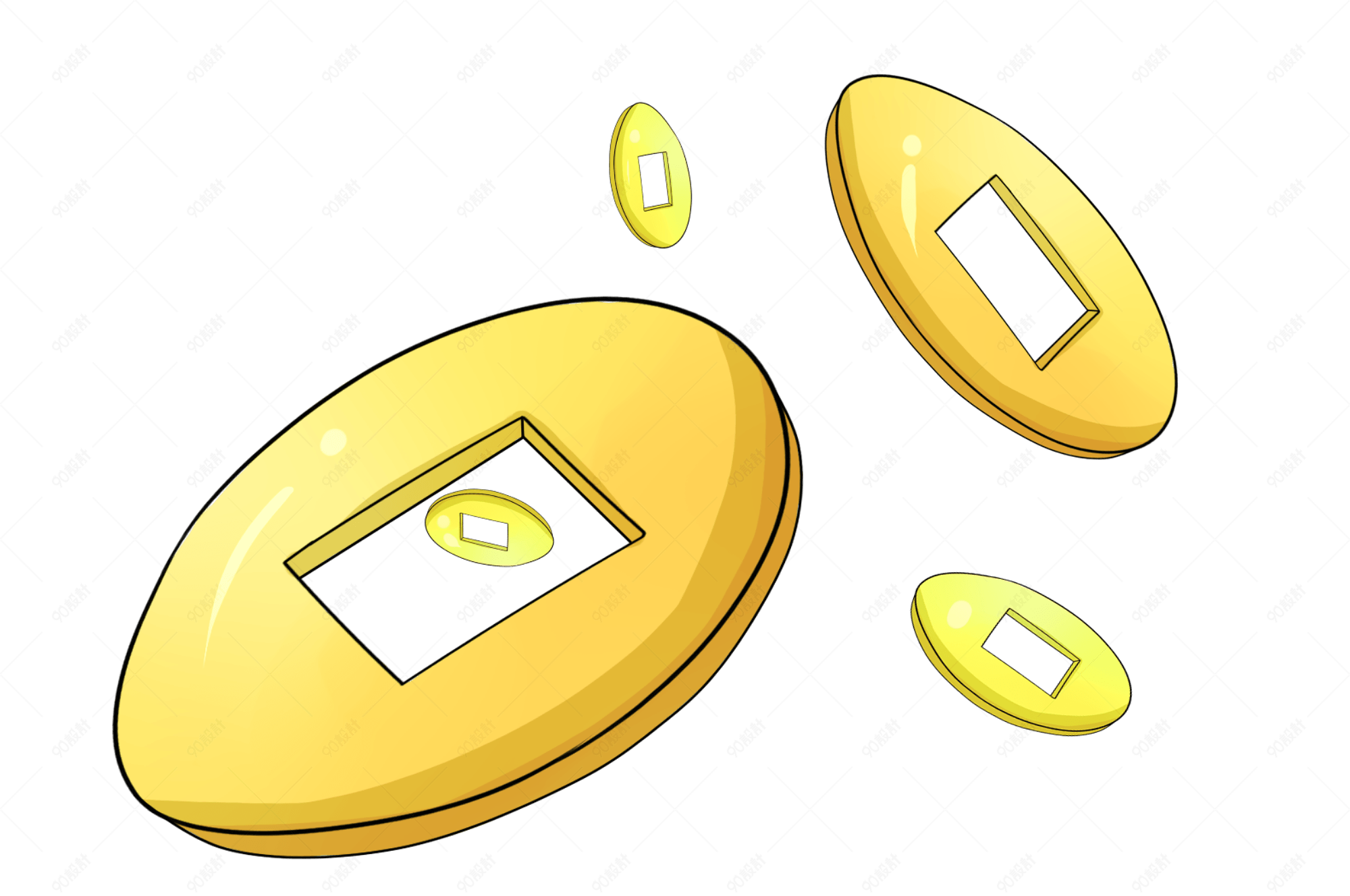 金色金银财宝铜钱插画