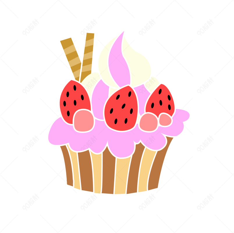 卡通杯子蛋糕手绘插画