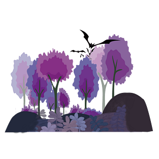 万圣节彩色阴森丛林海报