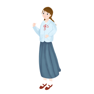 手绘秋季可爱辫子女生插画