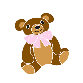 手绘卡通蝴蝶结玩具熊