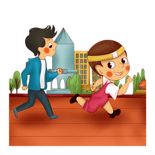 外出游玩跑步插画手绘