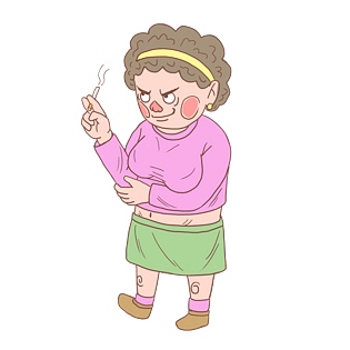 万圣节街头恶妇抽烟卡通手绘