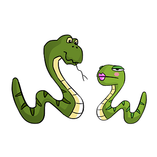 情侣动物眼镜蛇插画