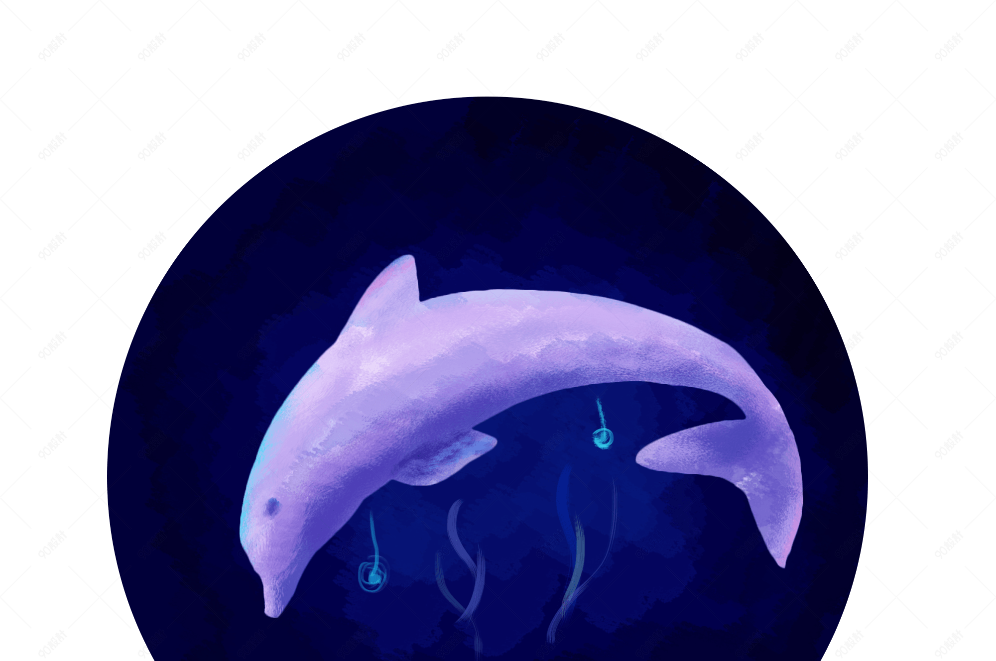 双十一梦幻蓝紫色海豚