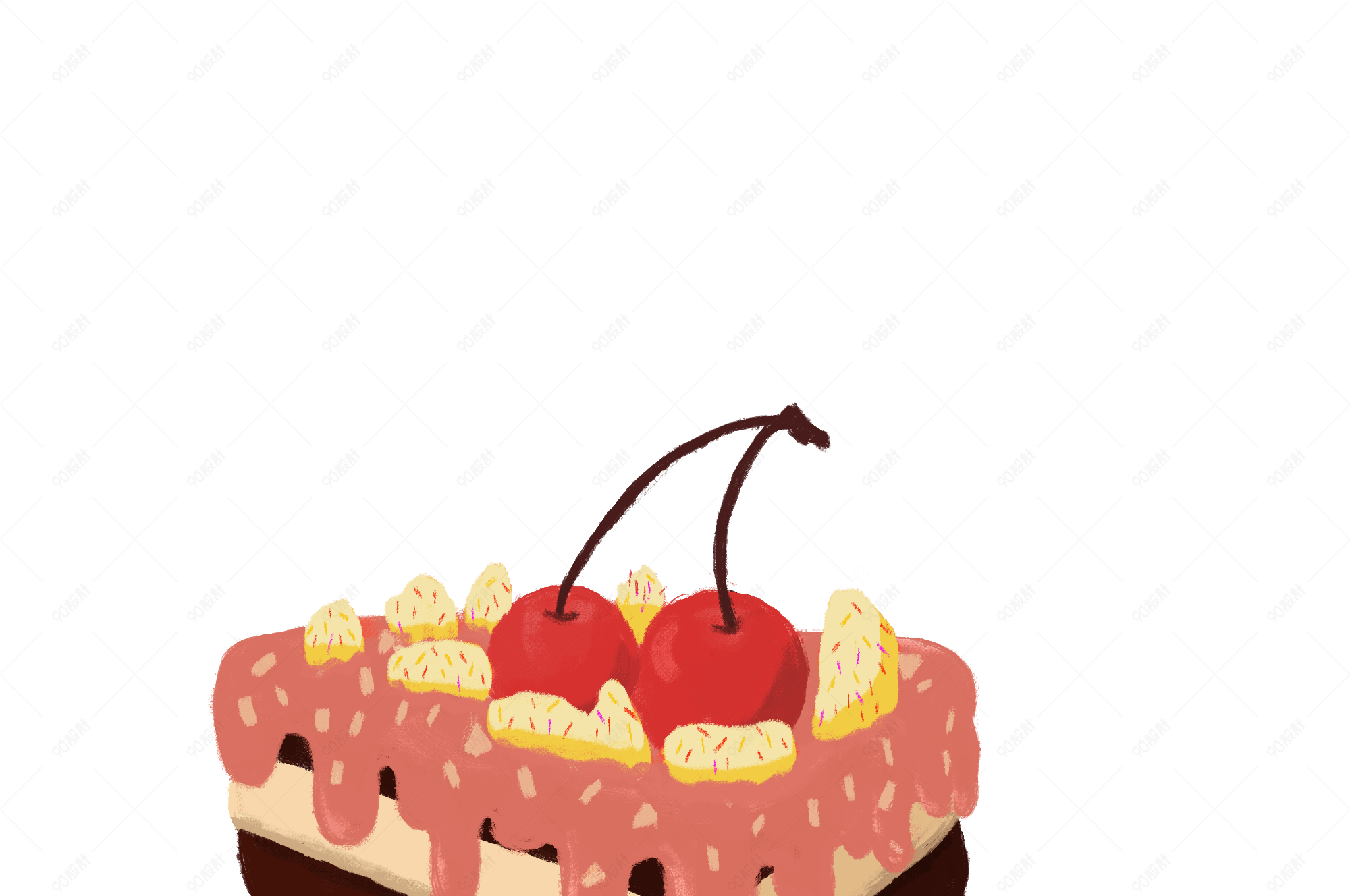 水果草莓蛋糕插画