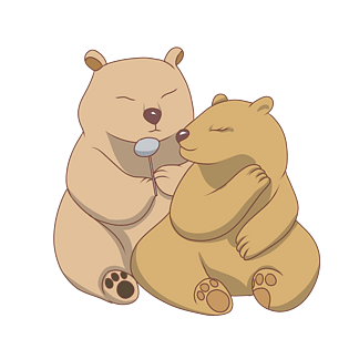 情侣熊手绘卡通插画
