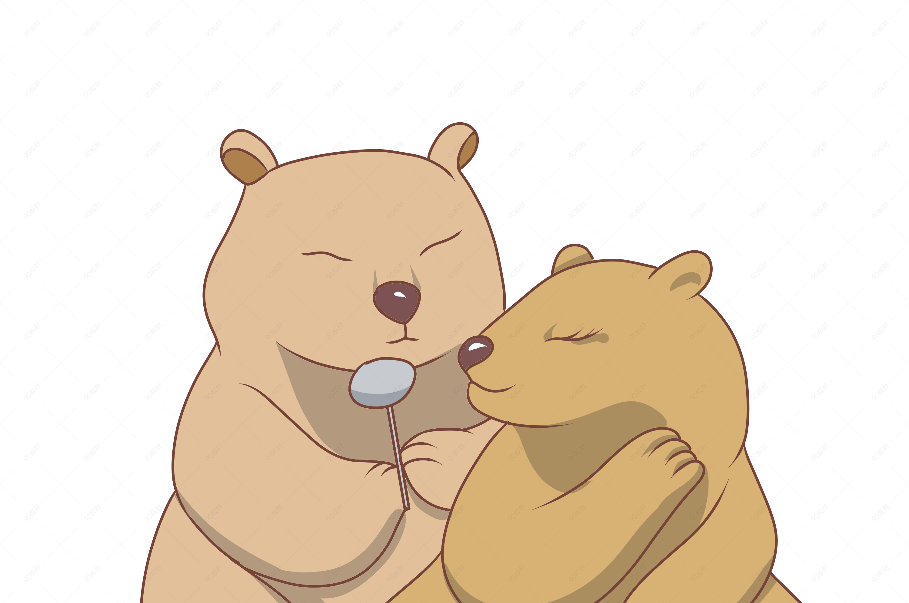 情侣熊手绘卡通插画