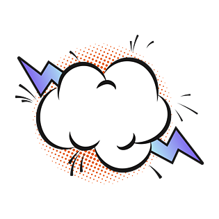 手绘渐变闪电波普免扣素材