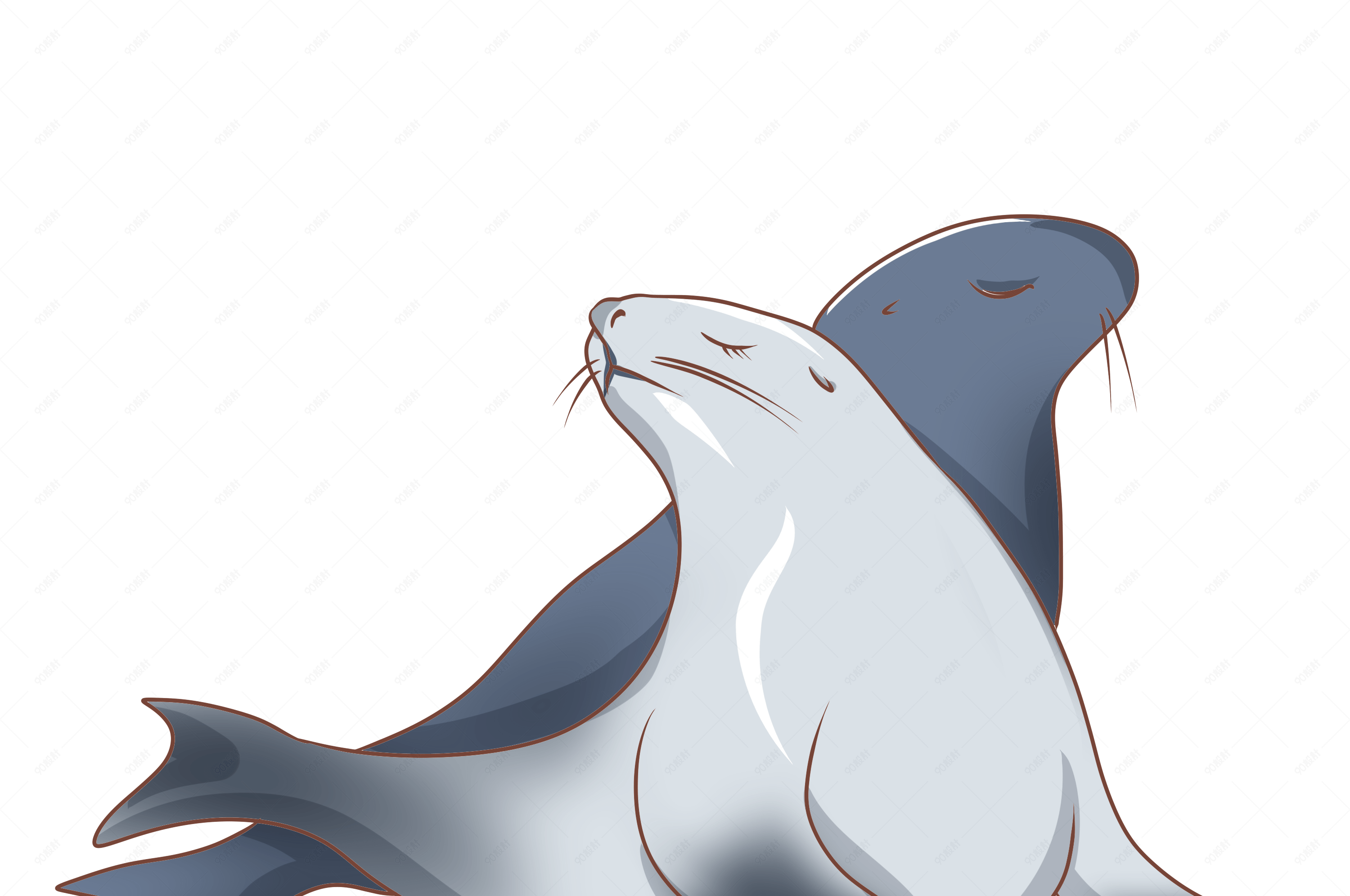 卡通海豹手绘卡通插画