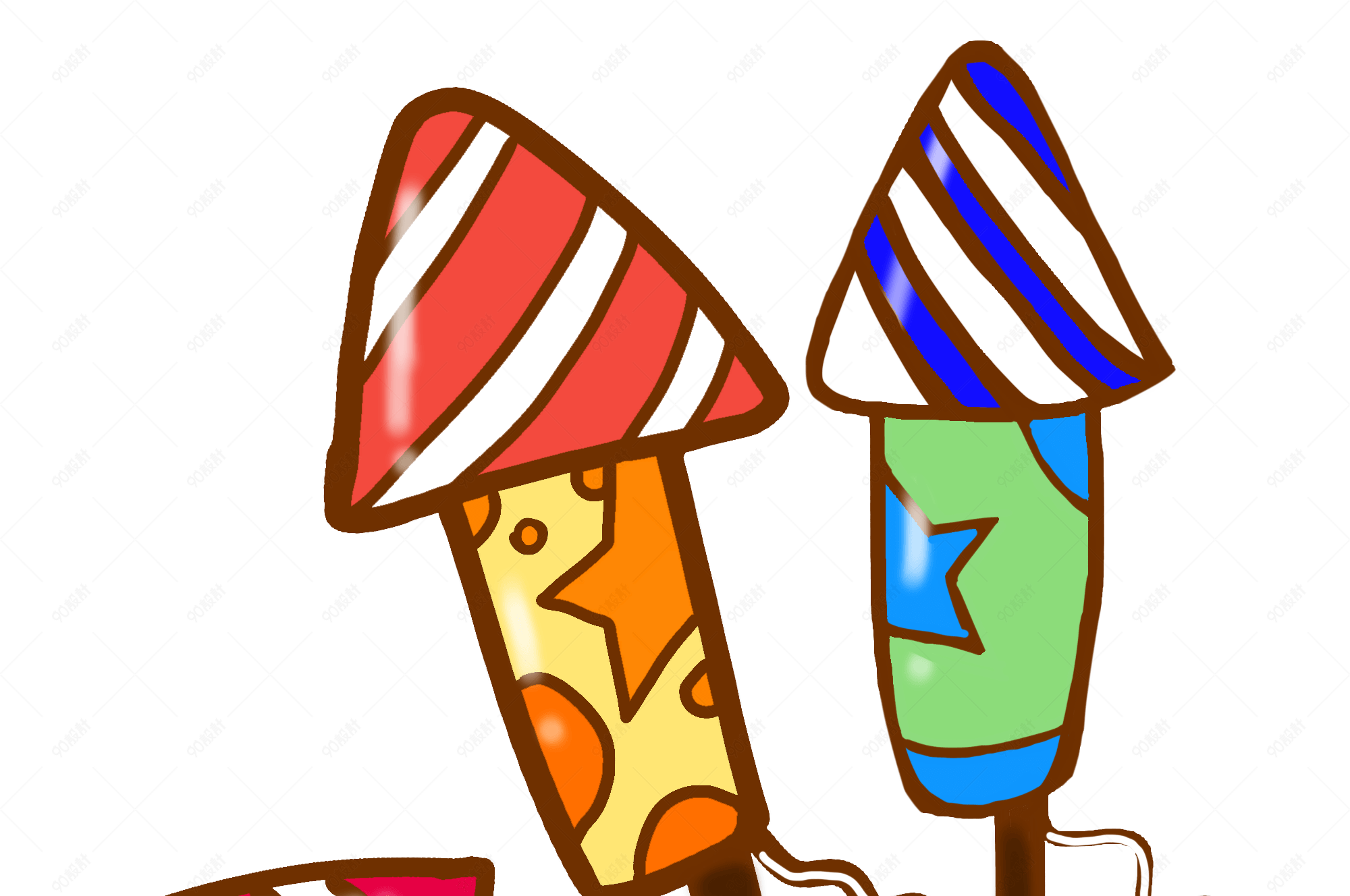 手绘节日烟花冲天炮插画