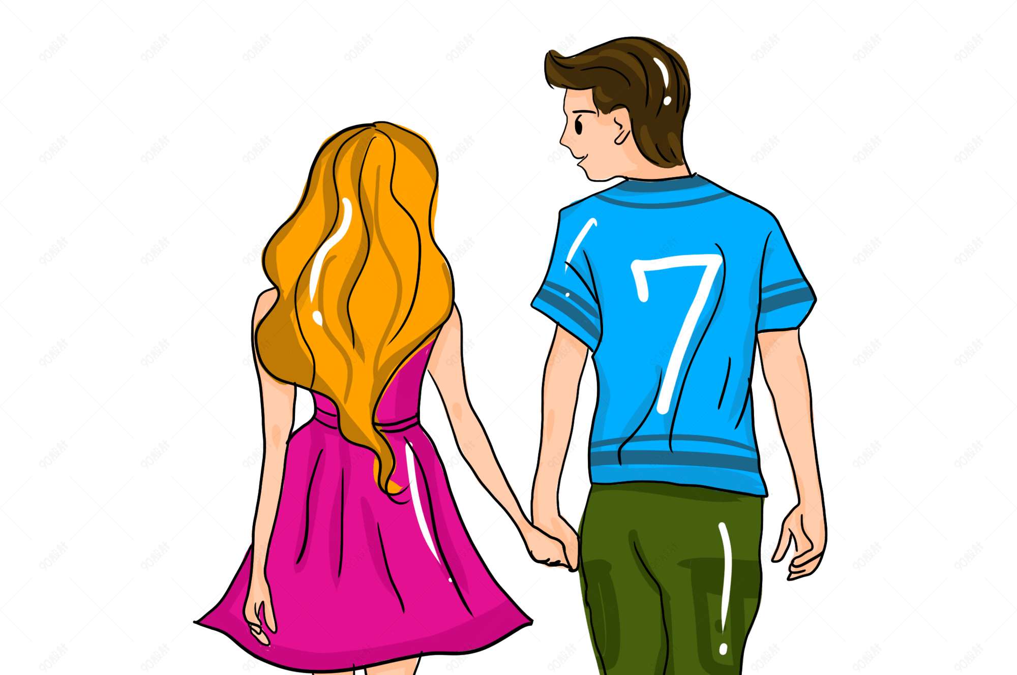 情侣装时尚情侣插画