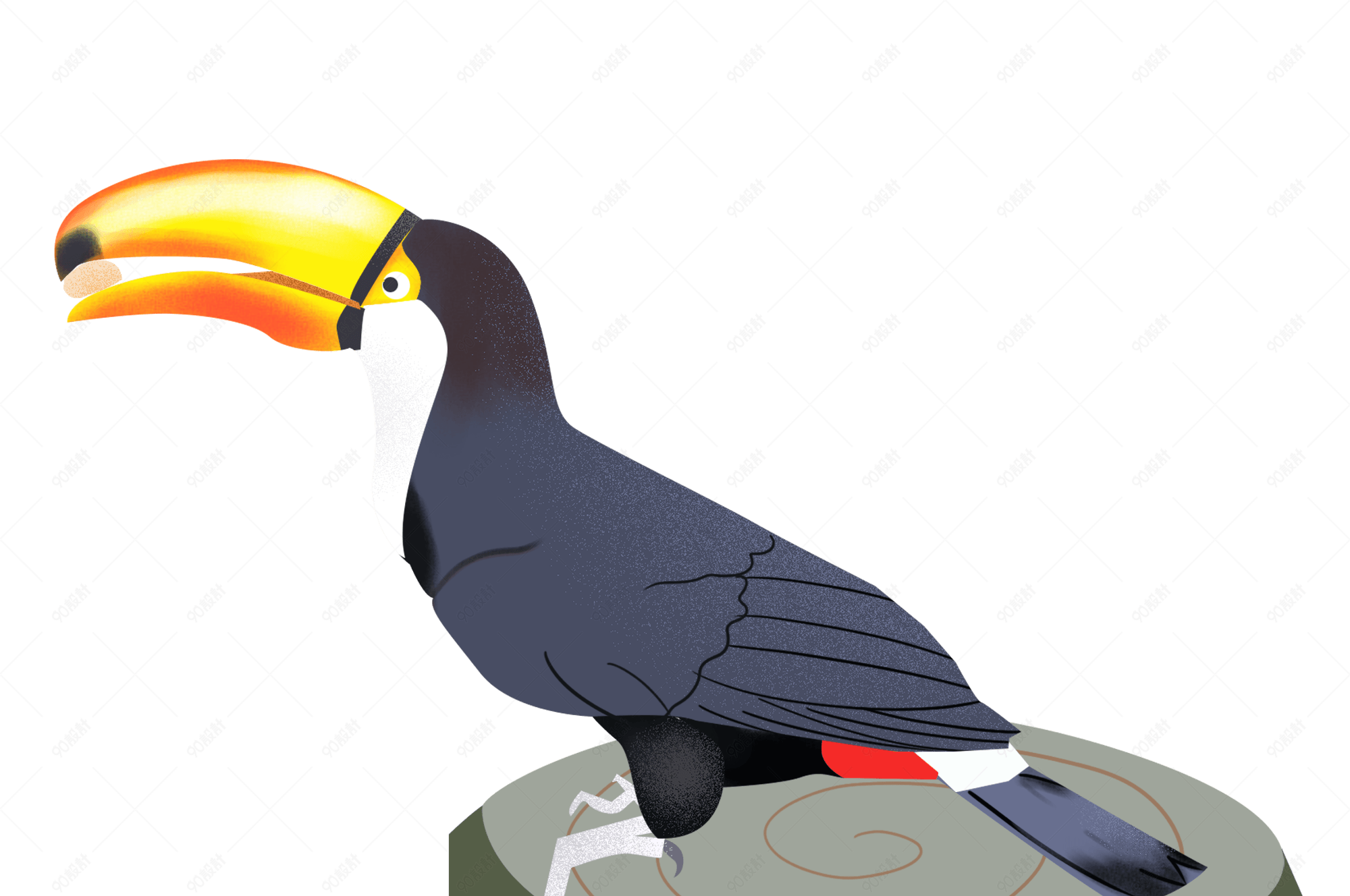 世界动物日手绘欧美扁平噪点风格犀牛鸟