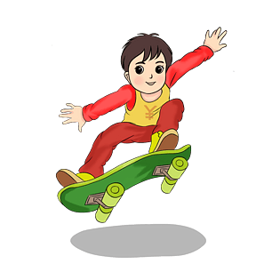 双十一促销卡通手绘红包装扮滑板少年